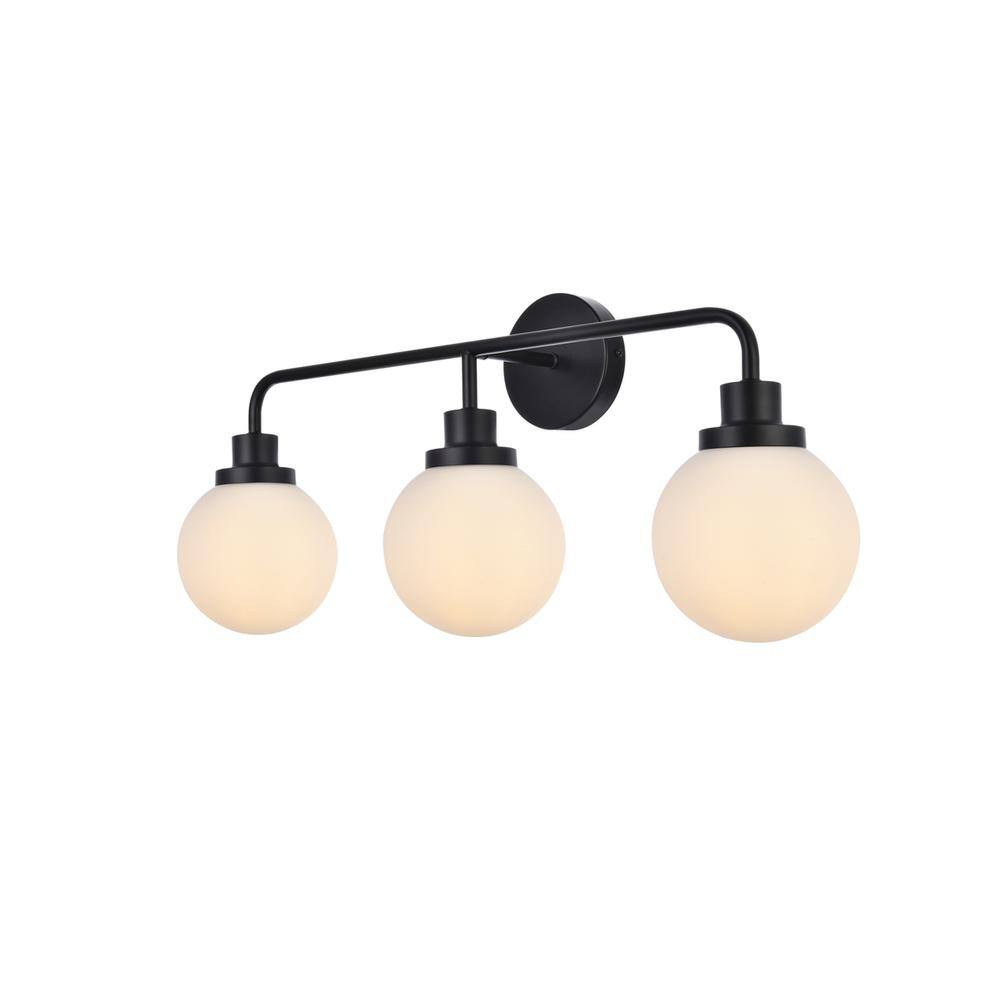 Alt View 2. Living District - Hanson 3 lights bath sconce in black with frosted shade - Black And Frosted Shade.