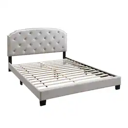 Manhattan Lane - Twin Bed with Button Tufted Scalloped Headboard - Gray