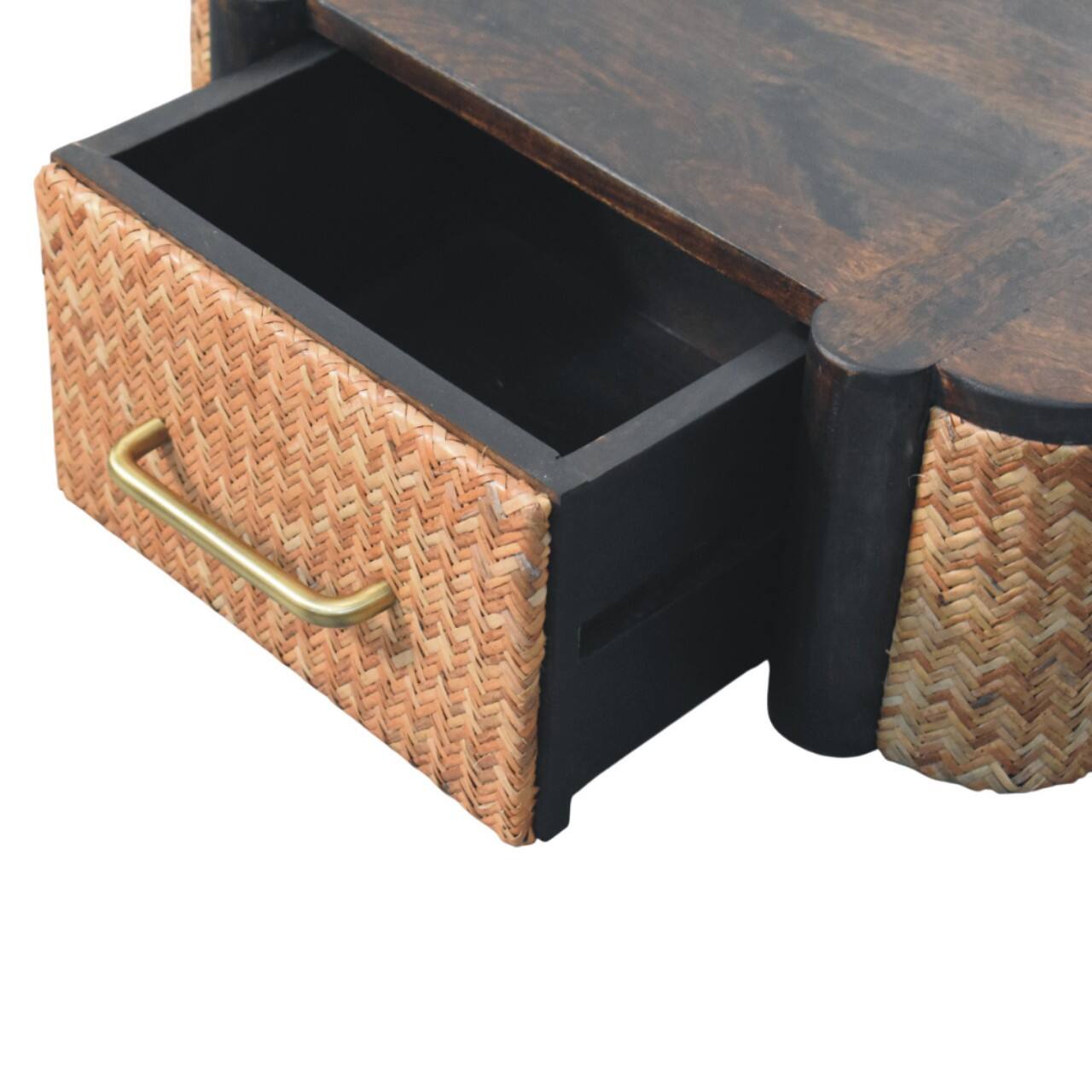 Alt View 4. Artisan Furniture - Artisan Furniture Solid Wood Rattan Curve Wall-Mounted Drawer - Dark Brown.