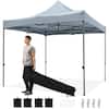 Front. Costway - Costway 10 x 10 FT Outdoor Pop up Canopy Tent with Wheeled Bag, 4 Sandbags, Stake & Ropes - Gray.