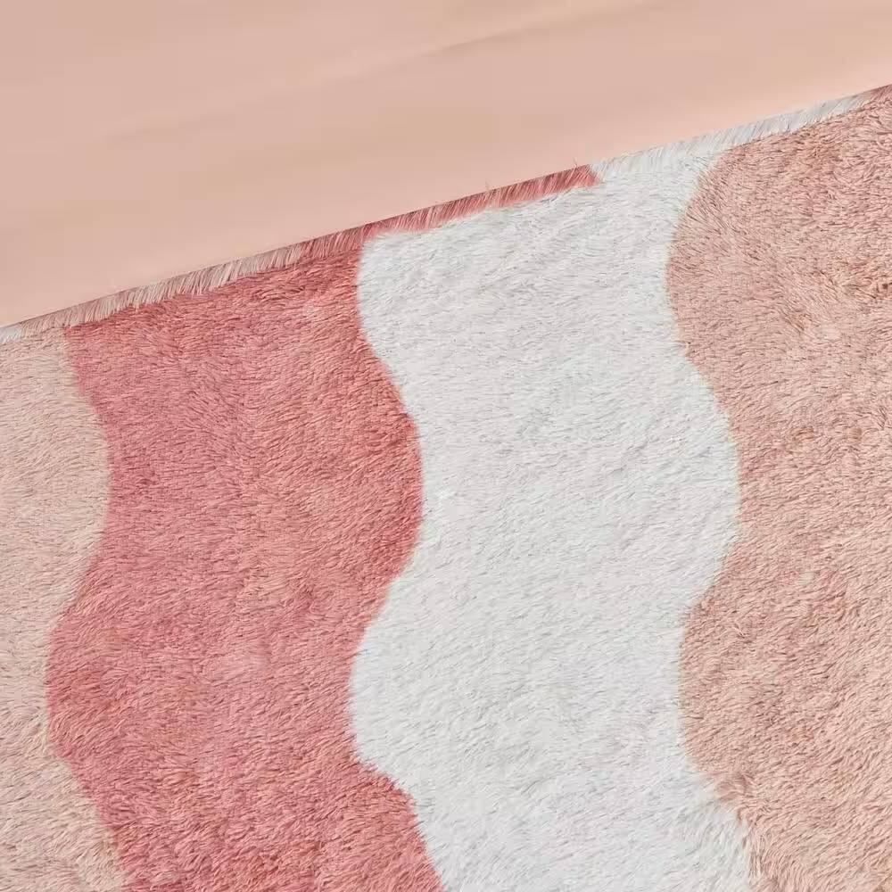 Angle. Hivvago - Twin/Twin XL Pink Blush White Reversible Soft Sherpa Faux Fur 2-PC Comforter Set - Pink Blush , White.