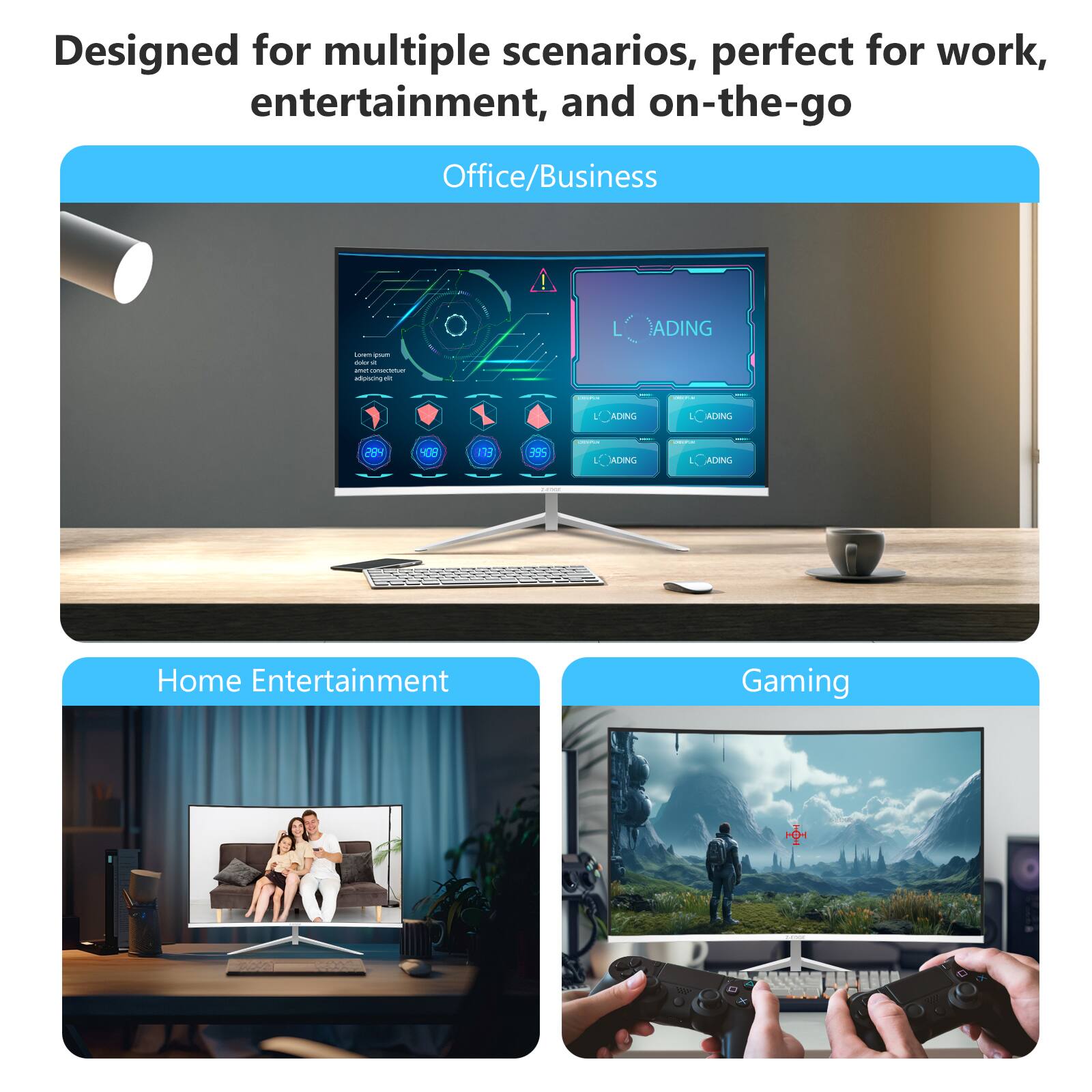 Designed for multiple scenarios, perfect for work, entertainment, and on-the-go

Office/Business

Home Entertainment

Gaming