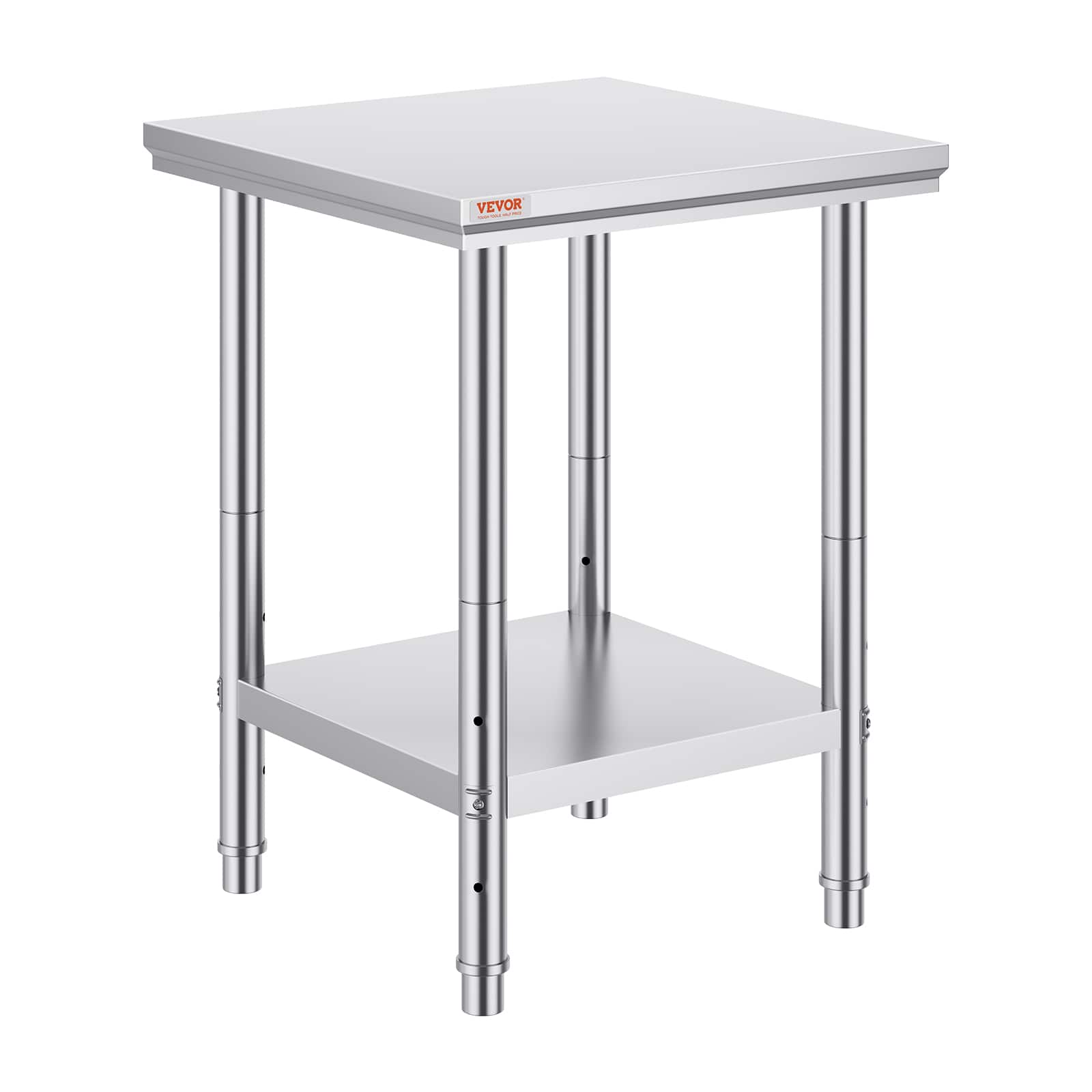 VEVOR - Stainless Steel Prep Table, 24 x 24 x 31 Inch, 700 lbs Load Capacity, Heavy Duty Metal Worktable - Silver