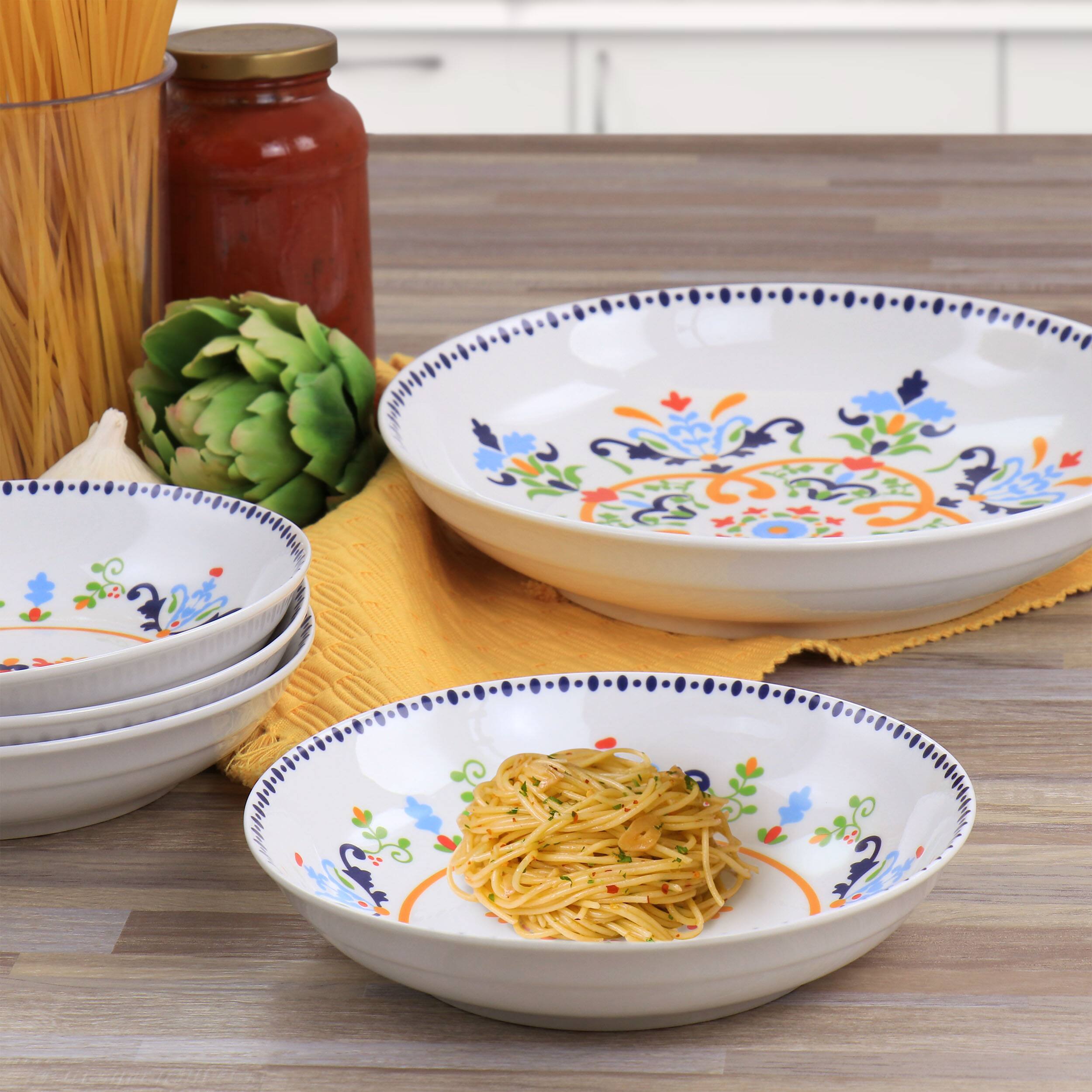 Alt View 7. Gibson - Gibson Home Tijuana 5 Piece Fine Cermic Pasta Bowl Set in White and Multi - Multi.