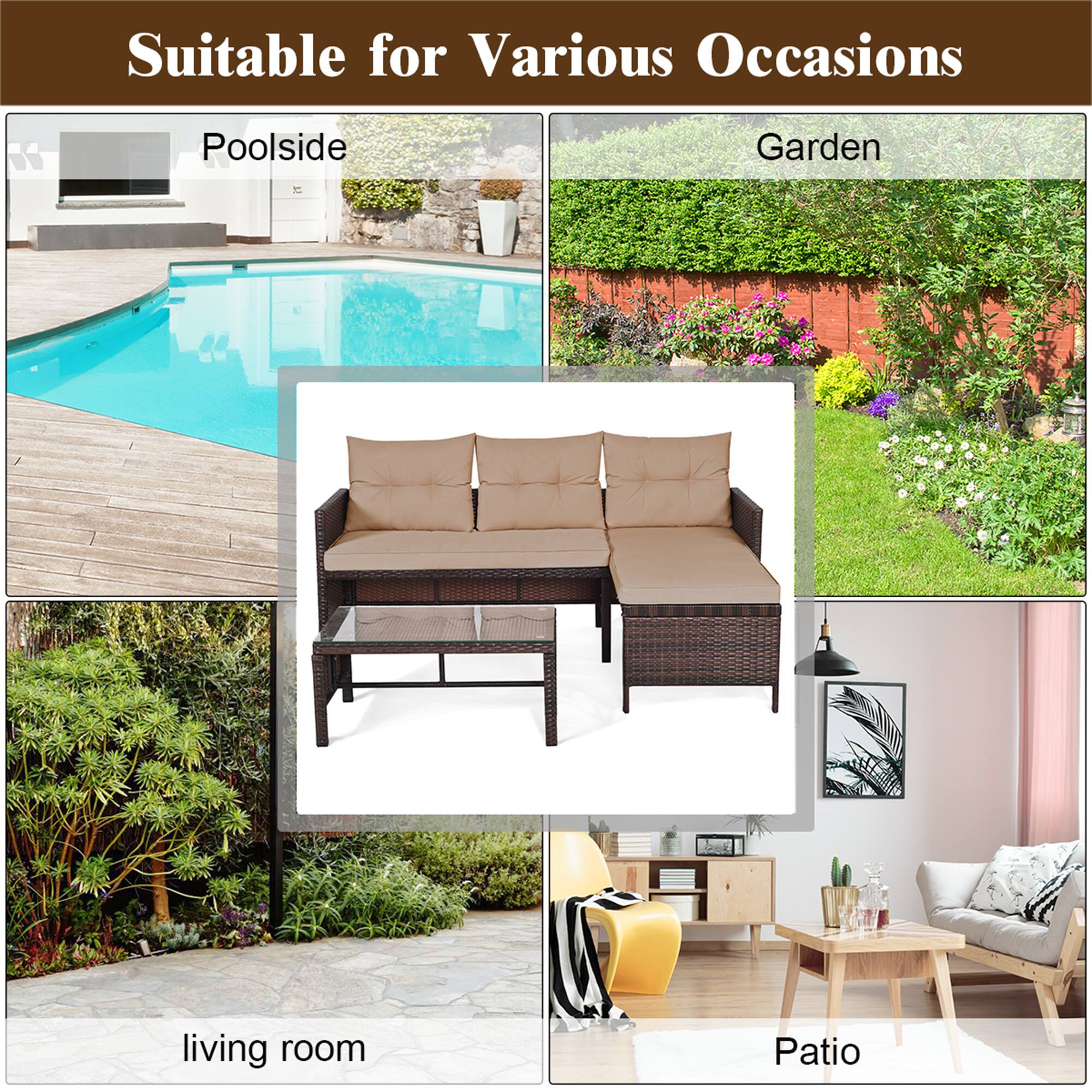 Suitable for Various Occasions

Poolside
Garden
Living room
Patio