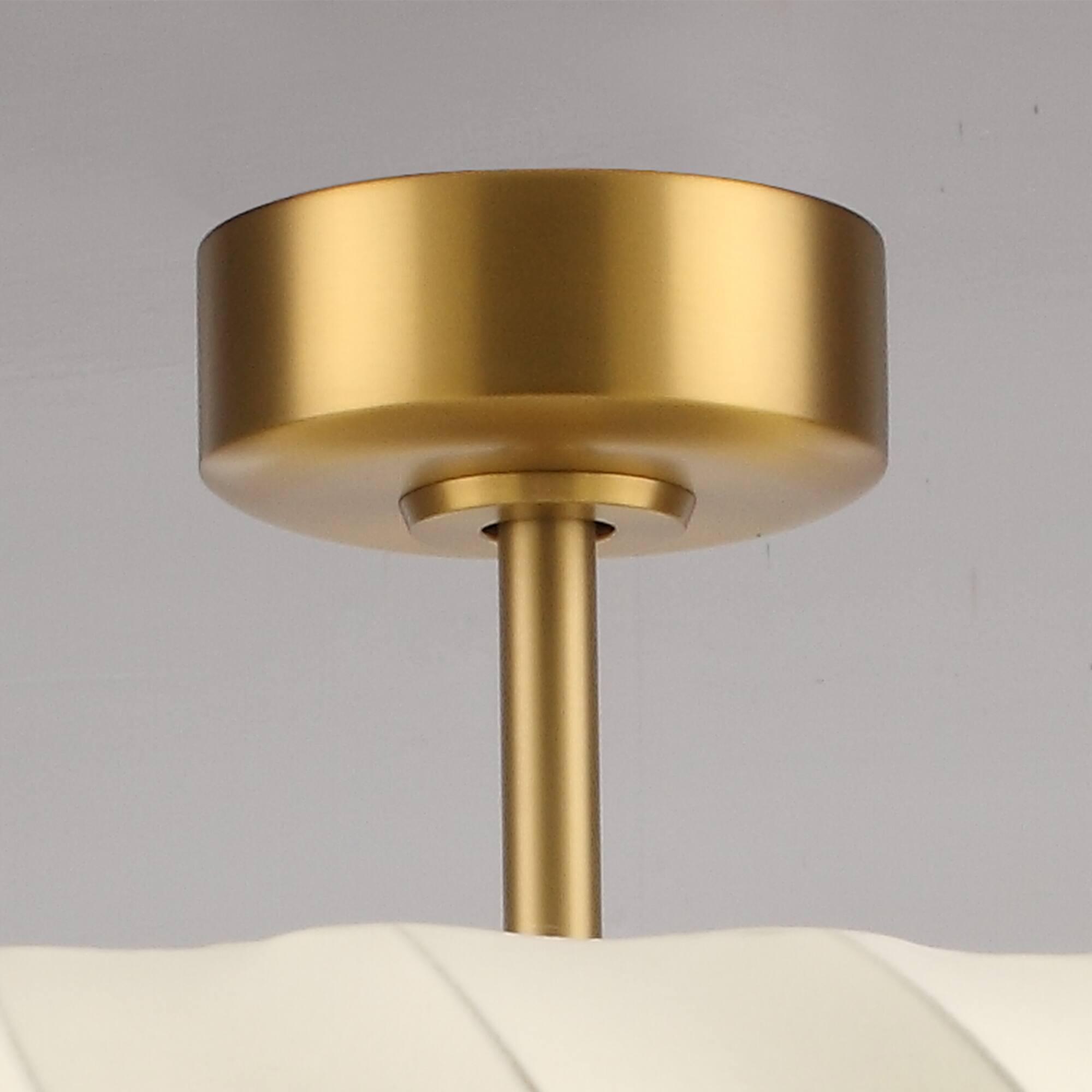 Alt View 4. Parrot Uncle - 30" Luxury Modern Silk Fandelier Ceiling Fan with LED Light, 6-Speed Reversible Motor and Remote Control - Brass.
