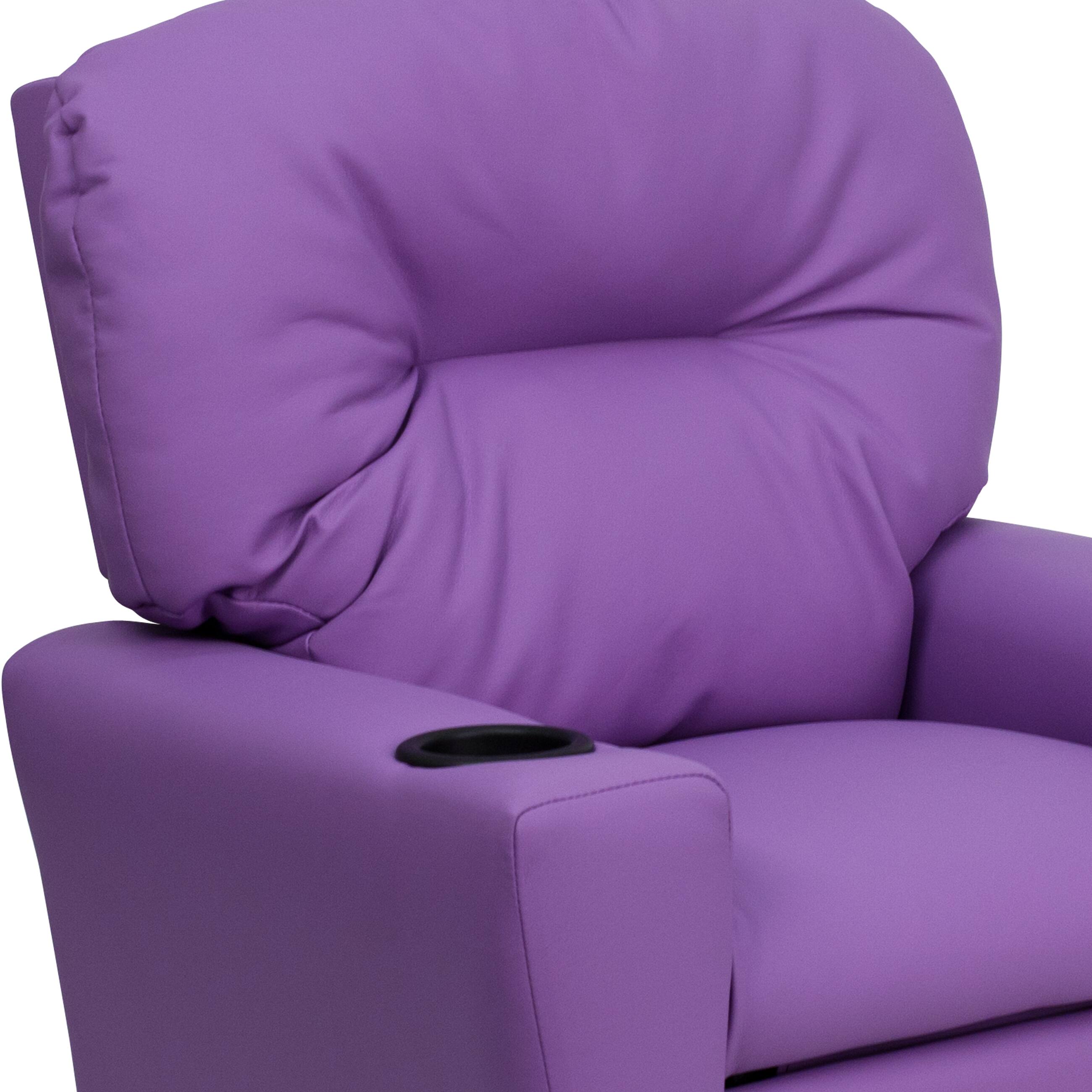 Alt View 10. Emma + Oliver - Contemporary Kids Recliner with Cup Holder - Lavender Vinyl.