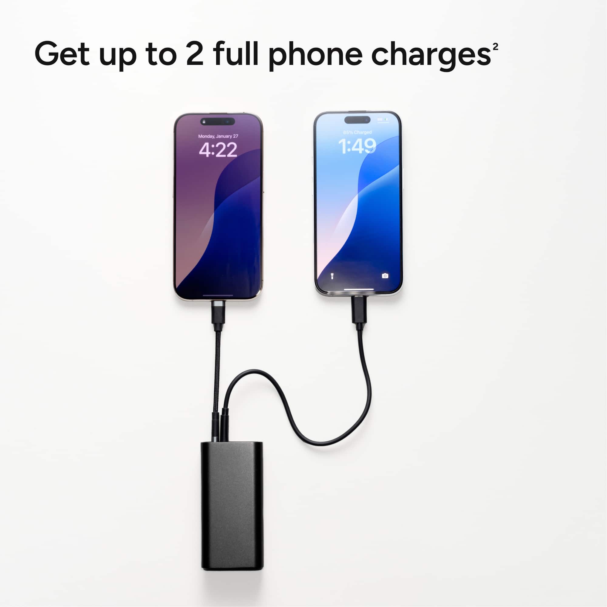 Get up to 2 full phone charges.