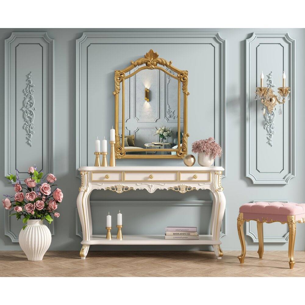 Alt View 4. Elegant Kitchen and Bath - Madeline 25.5X36 Traditional Mirror In Gold Leaf - Gold Leaf.