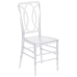 Emma + Oliver - Transparent Design Stacking Chair with Designer Back - Event Chair - UV Resistant - Crystal Ice