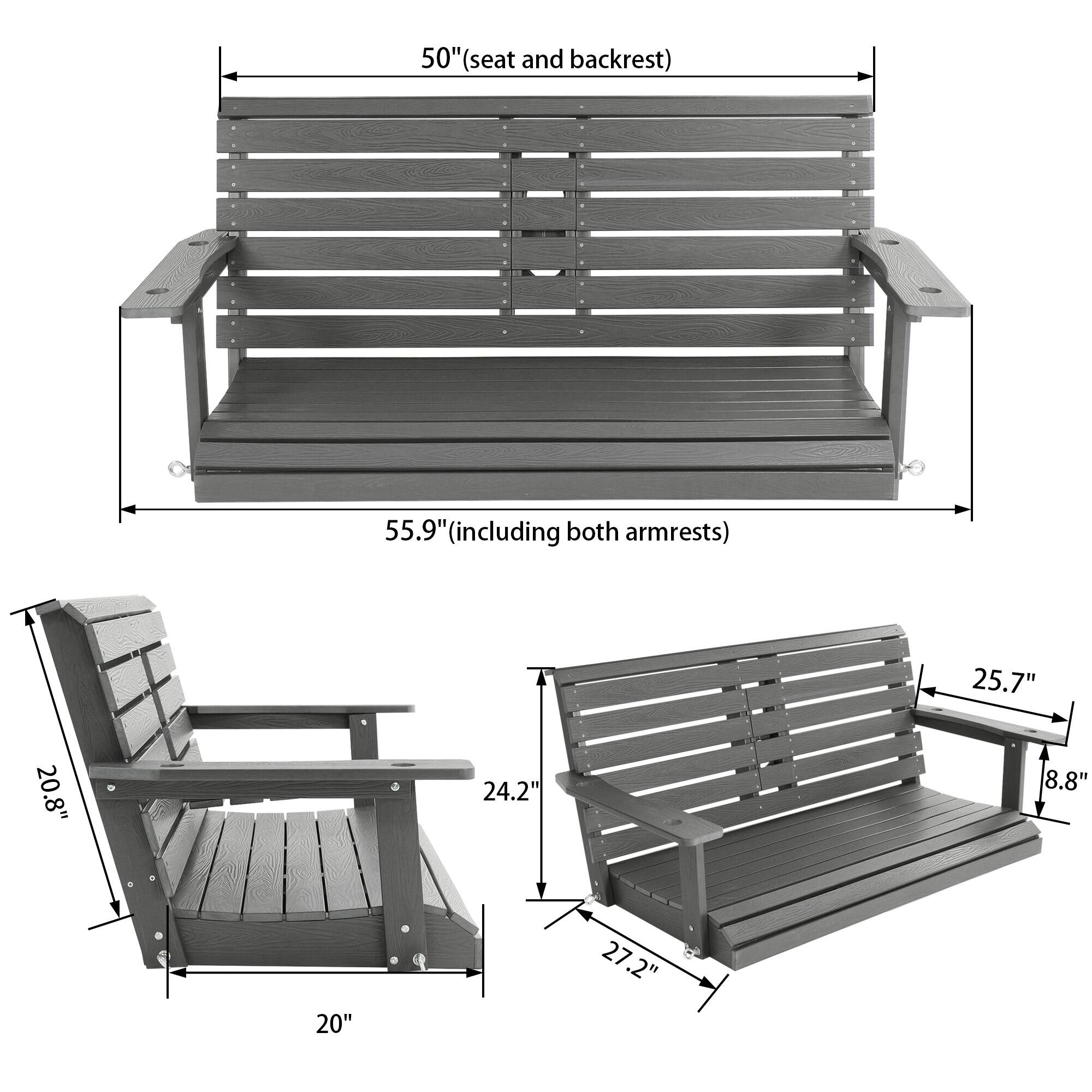 50" (seat and backrest)  
55.9" (including both armrests)  
25.7"  
20.8"  
24.2"  
8.8"  
20"  
27.2"