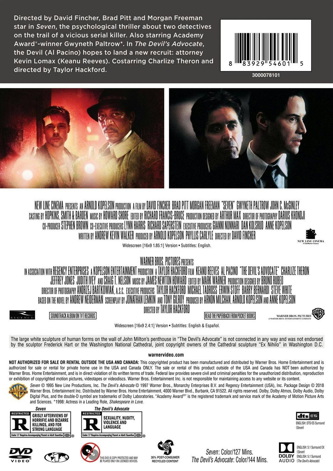Back. SevenThe Devil's Advocate   - DVD.
