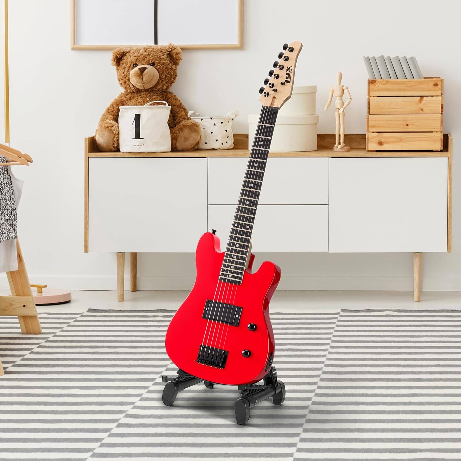 Alt View 7. Lyxpro - CS 30” Beginner Electric Guitar Kit with Guitar, Amp Cable, 6 Picks & More - Red.