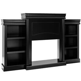 Costway - 70" Fireplace TV Stand Modern Media Entertainment Center Bookcase - Black
