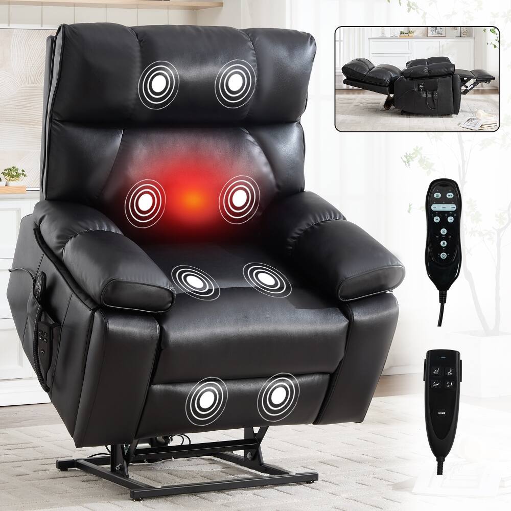 Alt View 10. Ropilly - Ropilly Black Faux Leather Power Lift Recliner Dual Motor Infinite Position Lift Chair - Black.