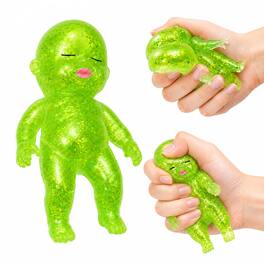 Puka Creations - Squishy Glitter Baby 4-Inch Stress Reliever - Green