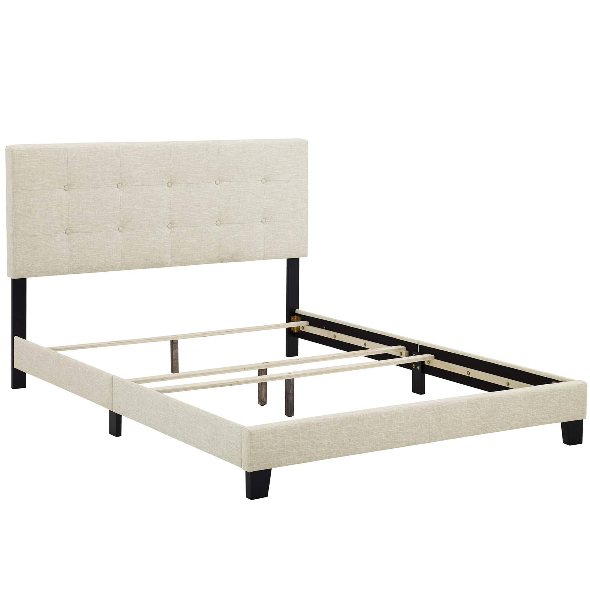 Back. Modway - Camille Fabric Twin Platform Bed with Squared Tapered Legs - Gray.