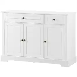 Homcom - Buffet Cabinet, Modern Accent Cabinet with 2 Drawers and Adjustable Shelves - White