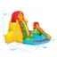 The text on the image reads: "92" H BOWNTECH 56.5" 25.5" 16" 16" 165.5" 165.5" 189". This text describes the dimensions of the inflatable slide, which is 92 inches high, 56.5 inches wide, and 25.5 inches deep. The slide also has a 16-inch platform at the top and bottom, and it measures 165.5 inches in length.