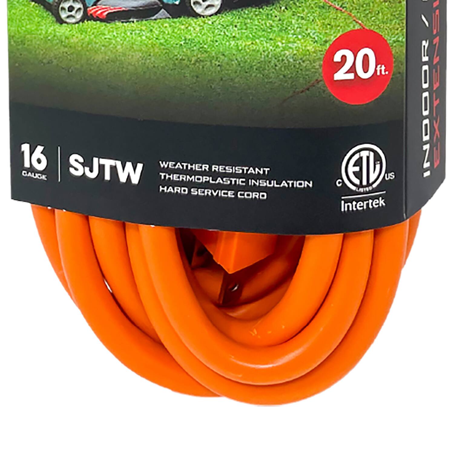 20 ft. 16 SJTW WEATHER RESISTANT THERMOPLASTIC INSULATION HARD SERVICE CORD Intertek INDOOR EXTENSION