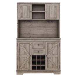 Boyel Living - Farmhouse Wine Coffee Bar Cabinet Kitchen Cabinet with Storage and Drawers shelves for Dining Room - Oak Brown