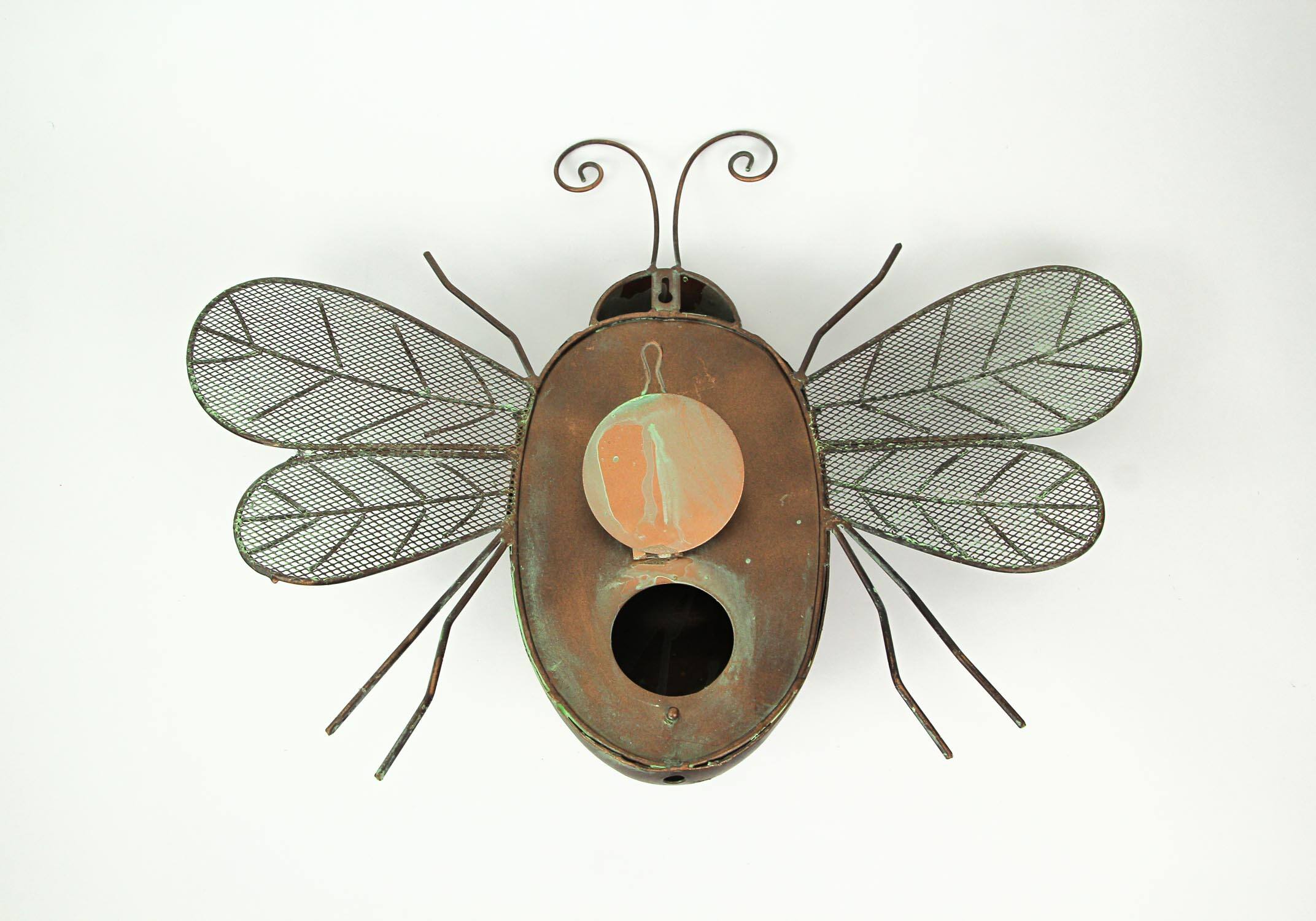 Alt View 2. Mayrich Company - Rustic Metal Honey Bee Bird House Decorative Garden Decor Yard Tree Hanging Home - Bronze.