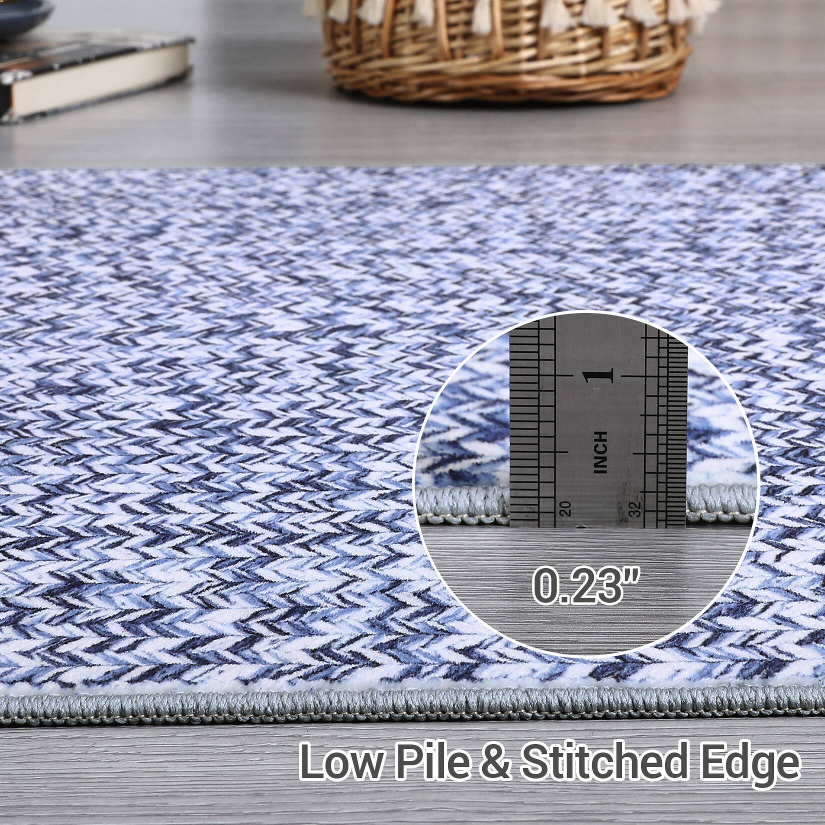 1. 20 INCH  
2. 32  
0.23" Low Pile & Stitched Edge