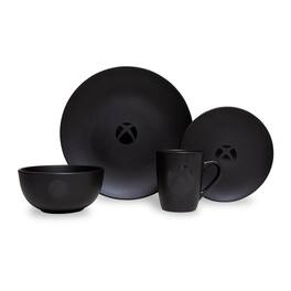 Ukonic - Xbox Logo Matte 8-Piece Ceramic Dinnerware Set - Black