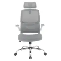 OSP Home Furnishings - Mesh Back Manager’s Chair with Flip Arms and 2-Way Adjustable Headrest - Grey/White - Front_Zoom