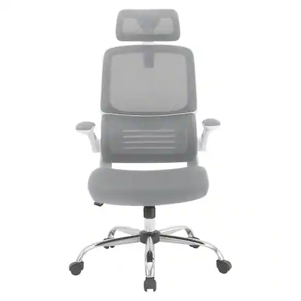 Front. OSP Home Furnishings - Mesh Back Manager’s Chair with Flip Arms and 2-Way Adjustable Headrest - Grey/White.