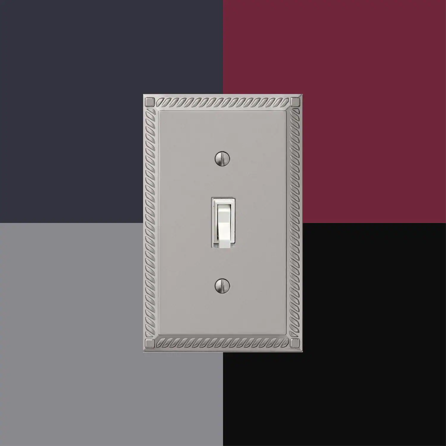 Left. AMERELLE - Amerelle Georgian Satin Nickel 1 gang Die-Cast Metal Duplex Wall Plate 1 pk - Nickel.