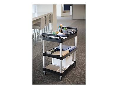 Alt View 3. RubberMaid - Rubbermaid 3-Shelf Plastic/Poly Mobile Utility Cart with Swivel Wheels - Black.