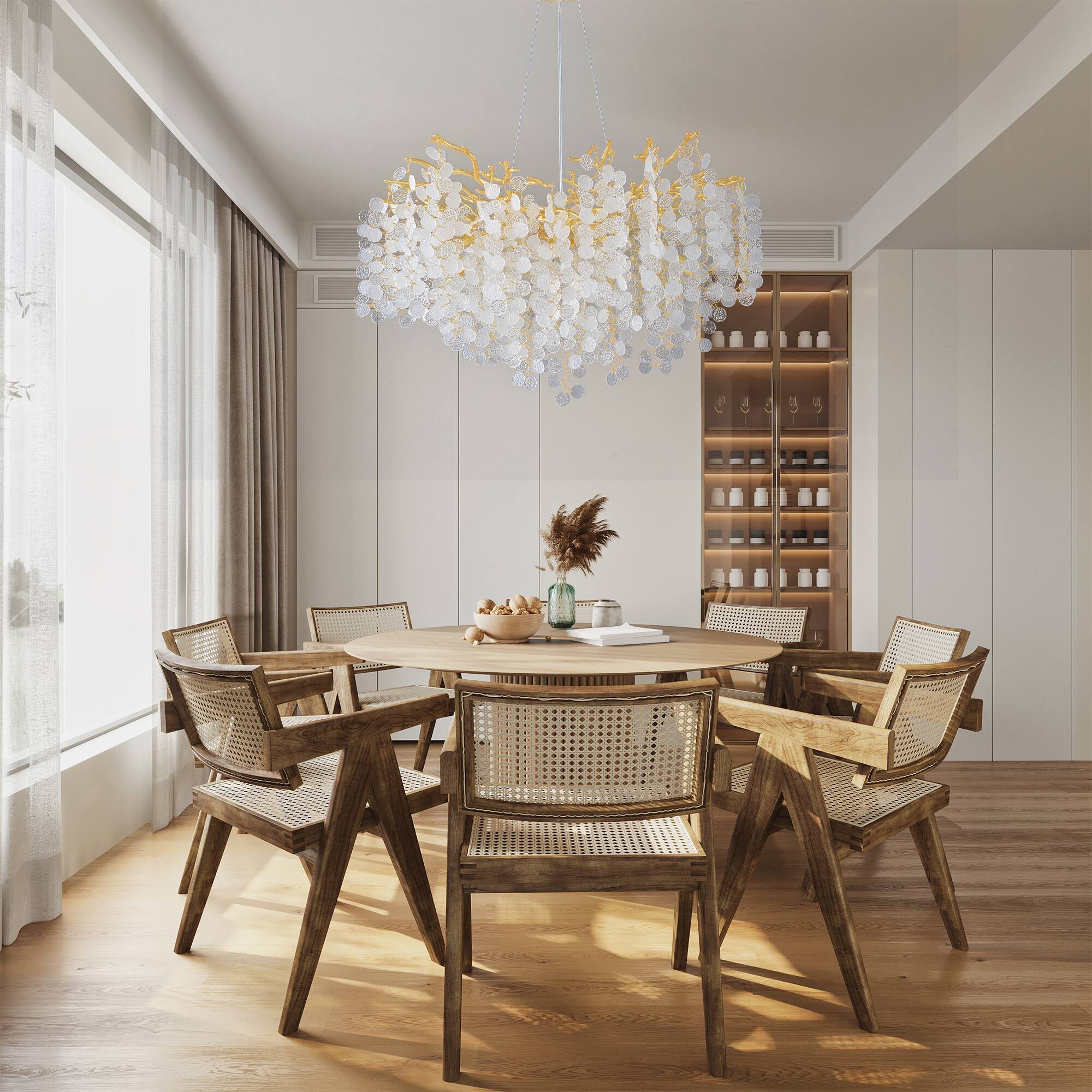 Angle. RYHNUYNE - Gold Tree Branch Chandelier Adjustable 10-Light Dimmable Ceiling Fixture for Dining Room Foyer Kitchen Holiday Decor - Gold.