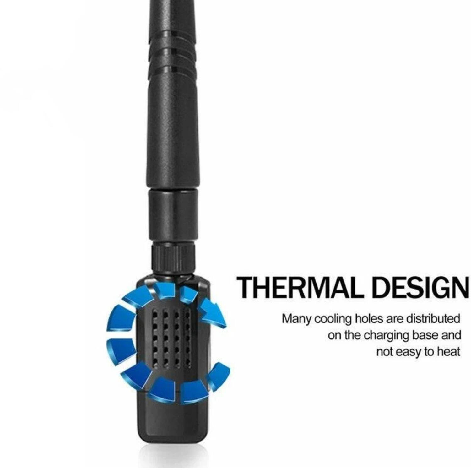 THERMAL DESIGN

Many cooling holes are distributed on the charging base and not easy to heat