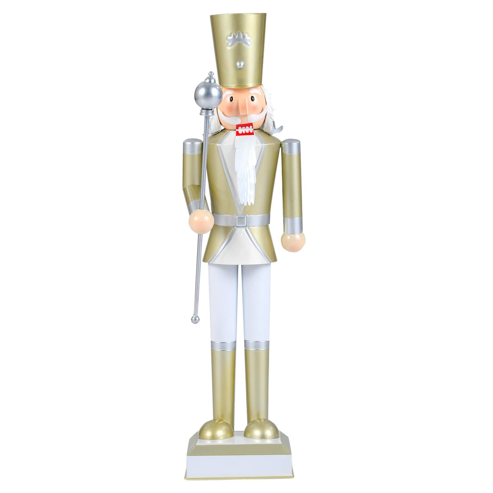 Costway - 32.5" Christmas Nutcracker with High Hat & Beautiful Scepter, Uniform & Boots for Yard - Gold