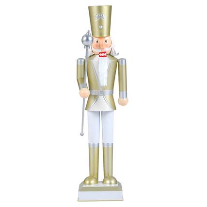 Front. Costway - Costway 32.5" Christmas Nutcracker with High Hat & Beautiful Scepter, Uniform & Boots for Yard - Gold.