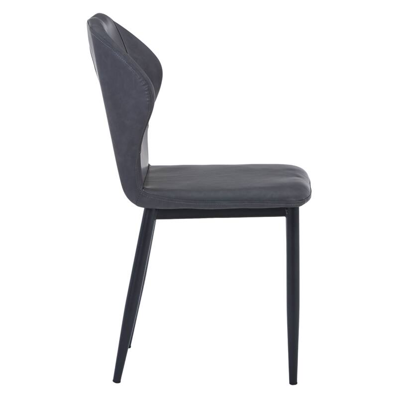 Alt View 5. LeisureMod - Mosaic Modern Fabric Upholstered Side Dining Chair with Accent Diamond Stitched Backrest and Metal Legs - Charcoal.