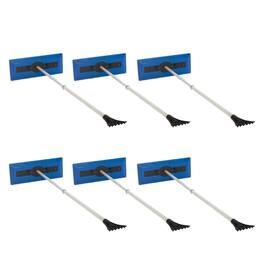 Snow Joe - 6 Pack Windshield Ice Scraper, Car Window Snow Removal Broom for Winter - Blue