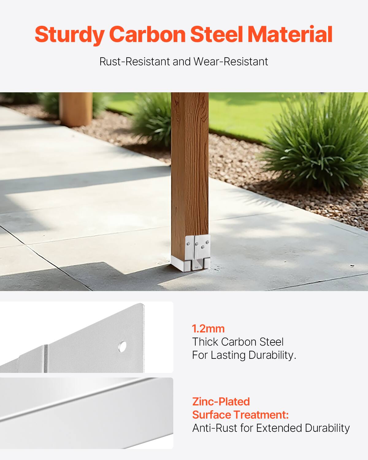 Sturdy Carbon Steel Material  
Rust-Resistant and Wear-Resistant  

1.2mm Thick Carbon Steel For Lasting Durability.  

Zinc-Plated Surface Treatment: Anti-Rust for Extended Durability