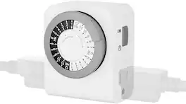 BN-LINK - Outlet Timer, 2 Grounded Outlets, 24-Hour Mechanical Timer for Indoor Lamps & Christmas Lights, 15A/1875W - White