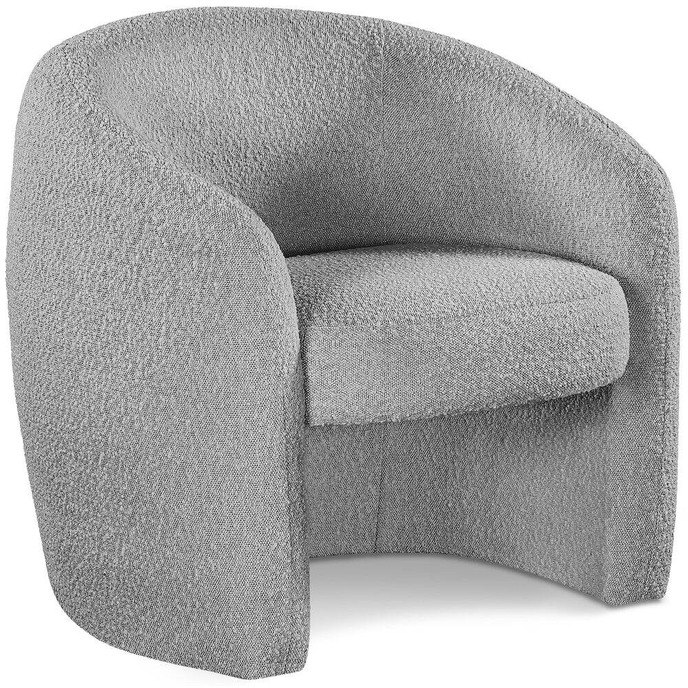 Front. Meridian Furniture - Acadia Grey Boucle Fabric Accent Chair - Grey.