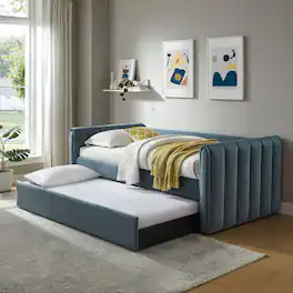 Veyla Channel Tufted Performance Velvet Twin Daybed With Trundle by Modway - Cadet Blue