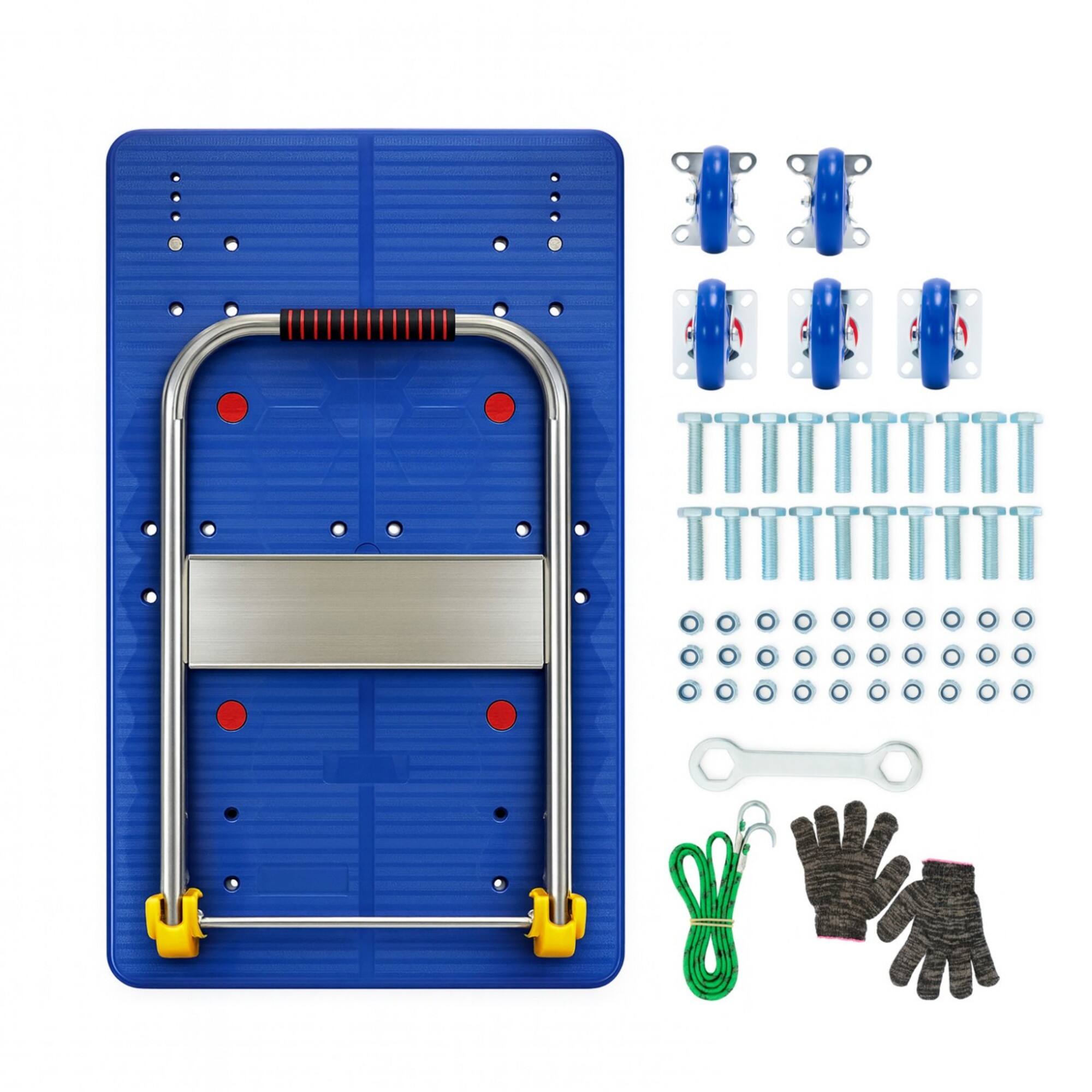 Alt View 7. Boyel Living - Blue Folding Heavy Duty Flatbed Cart 1320 lbs Capacity Moving Platform Truck - Blue.