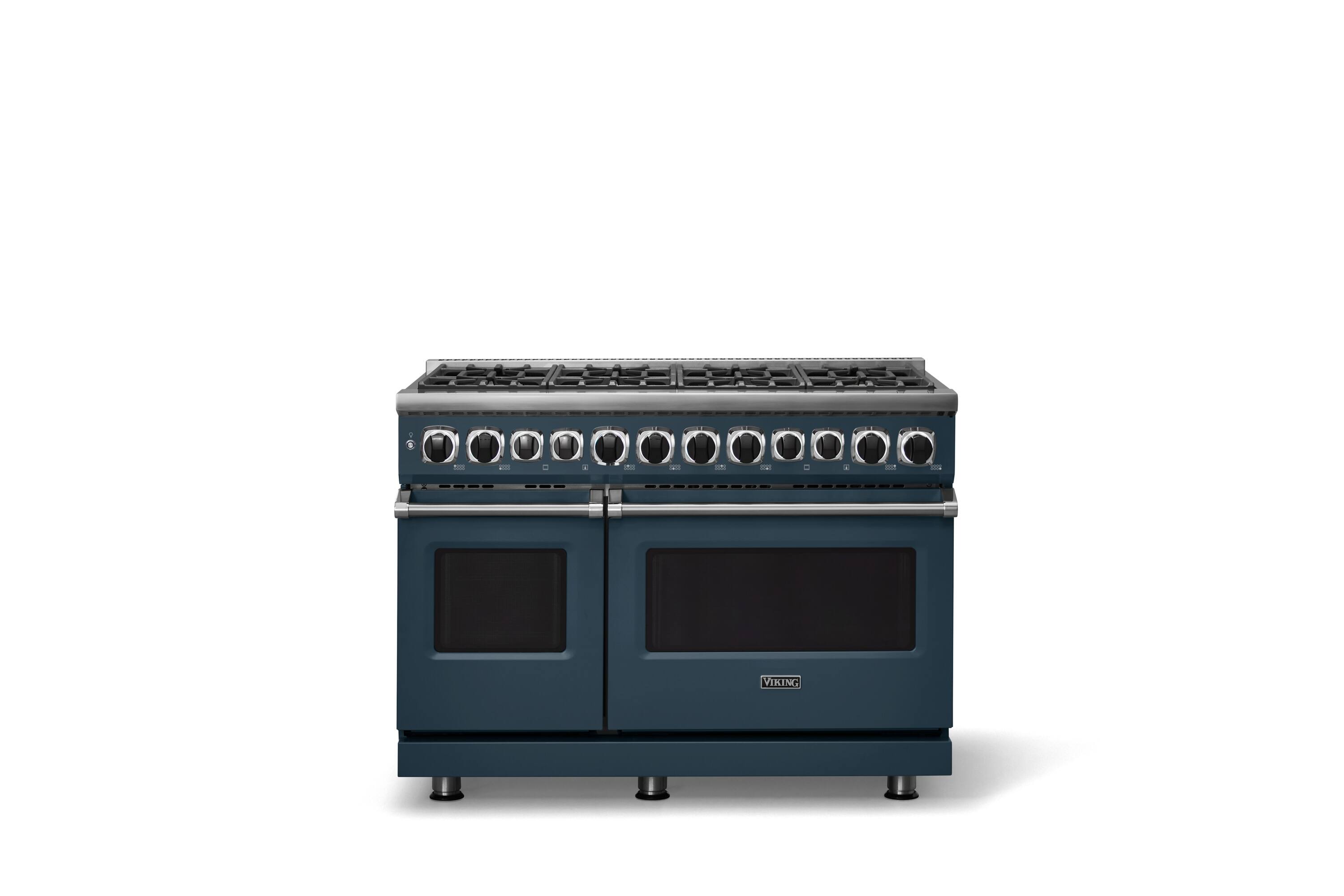 Alt View 4. Viking - 48 in. Wide 8 Burner Dual Fuel Sealed Burner Range - Squall.