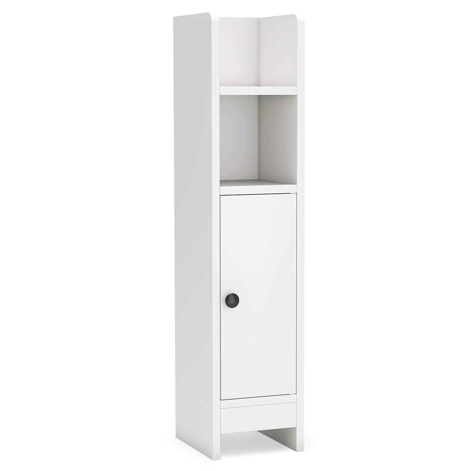Front. Costway - Costway Bathroom Storage Cabinet with Adjustable Shelf 1 Door & 2 Open Shelves Living Room - White.