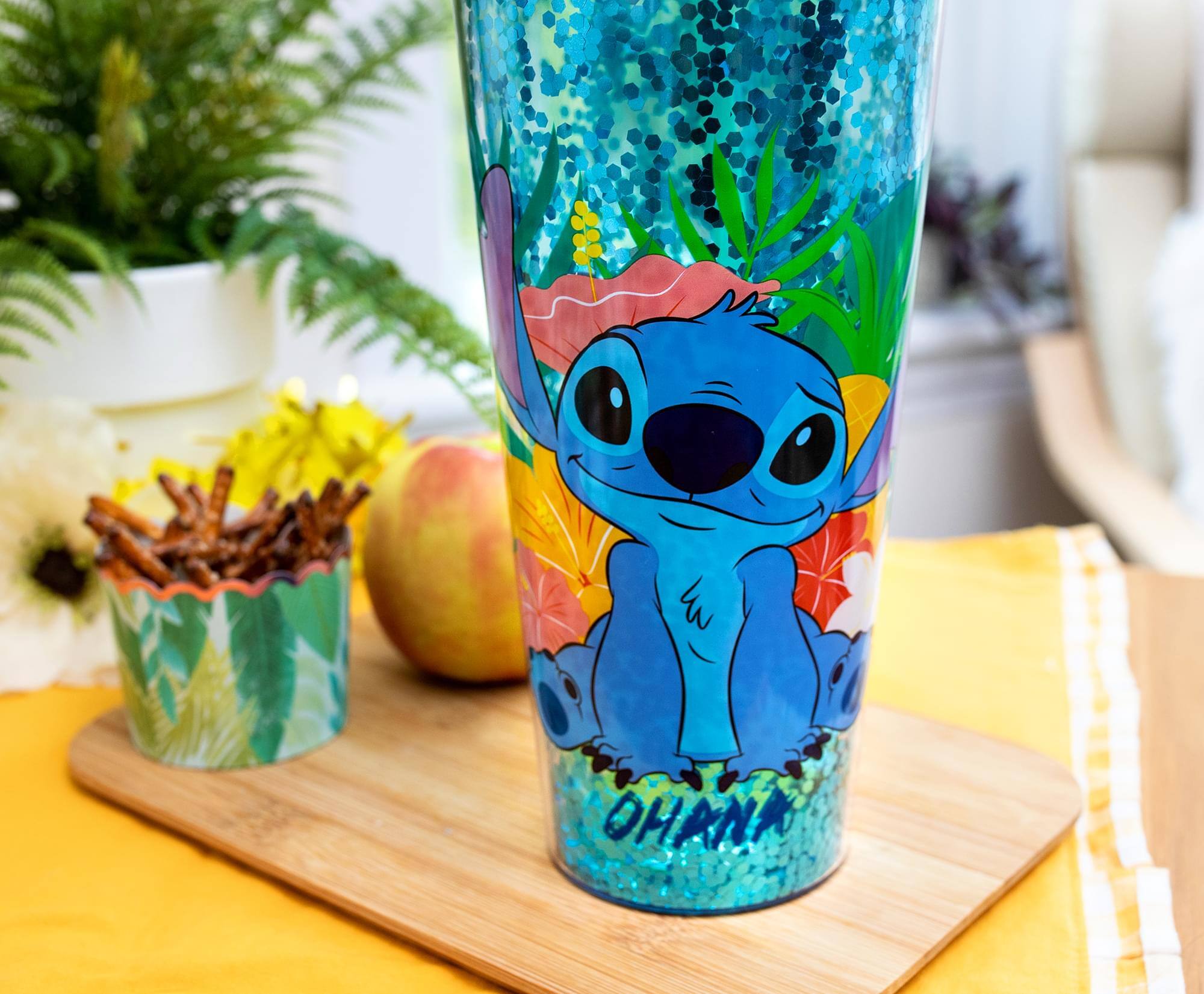 Alt View 2. Silver Buffalo - Disney Lilo & Stitch "Ohana" Carnival Cup with Lid and Straw | Holds 32 Ounces - Blue.