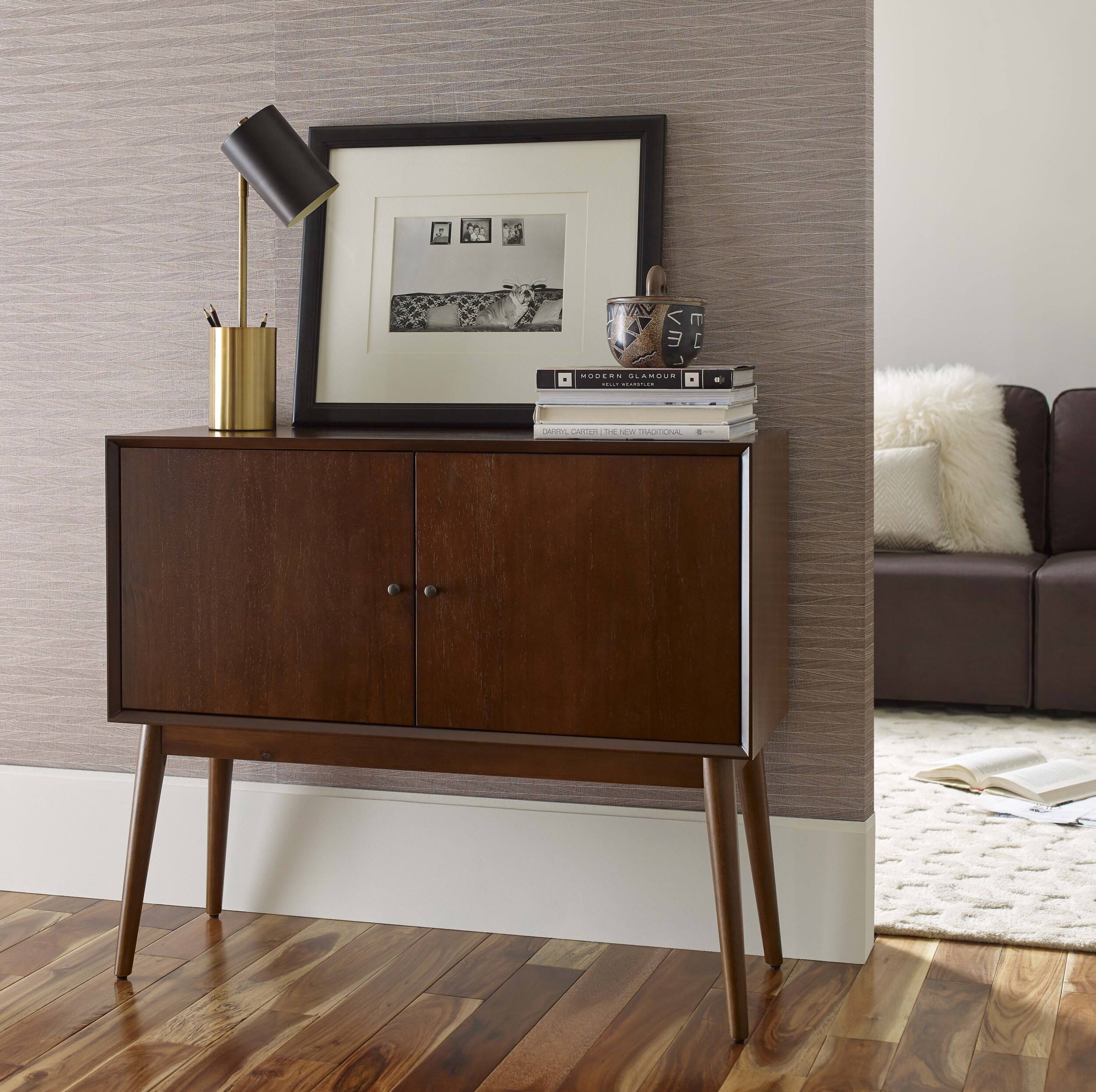 Alt View 11. Adore Decor - Brookline Classic 2-Door Cabinet - Walnut Brown.