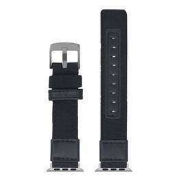 StrapsCo - Rugged Canvas Watch Band Strap For Apple Watch - 40mm/41mm/42mm (Standard) - Black (Silver Hardware)