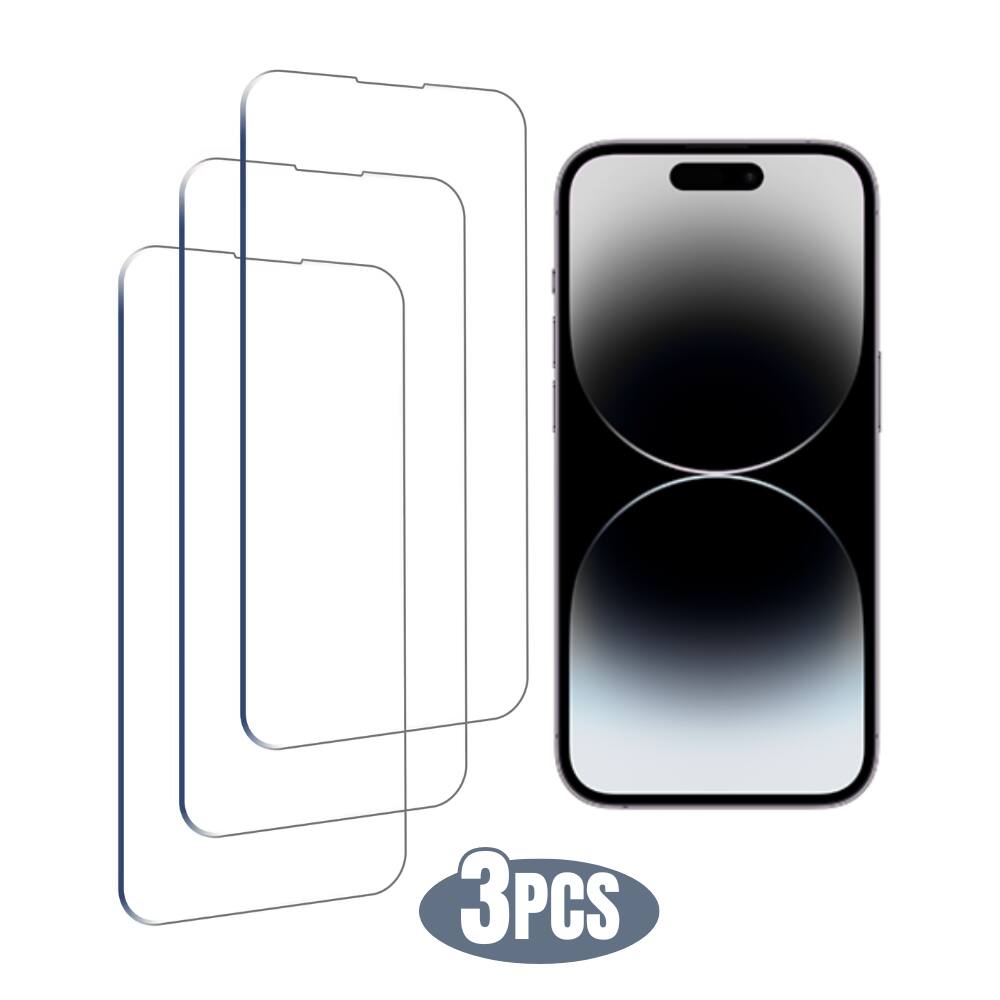 Front. Qixxronics - 3pack Screen Protector for iPhone 14 Pro 6.1 inch Tempered Glass Anti-Scratch Case-Friendly Glass Film Protector Cover - Clear.