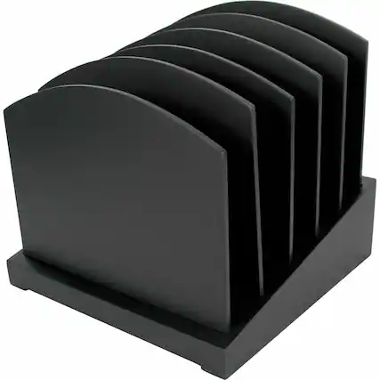 Front. Victor - Victor Midnight Black Collection File Sorter Desktop Rubber Feet Adjustable Removable Divider Sturdy Matte Black Wood - Black.